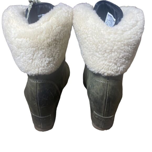 Sorel conquest wedge booties shearling leather in nori 8 distressed Sherpa - Picture 4 of 8